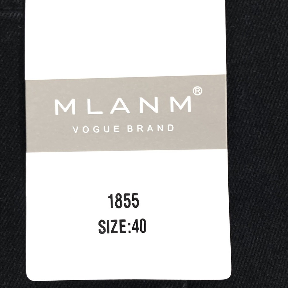 NWT MLANM Vogue Women Black Denim Jeans Plus 40 Distressed Embroidered Stretch - Picture 9 of 11